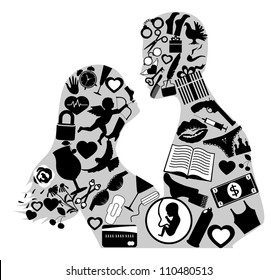 Lovers. Metaphor of love