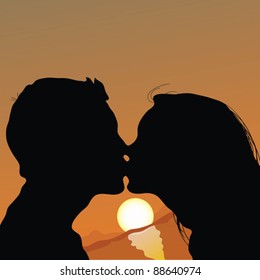 Lovers on the beach. EPS10