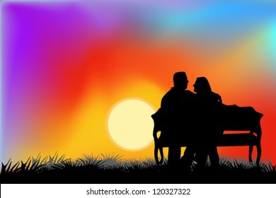 Lovers on the bench