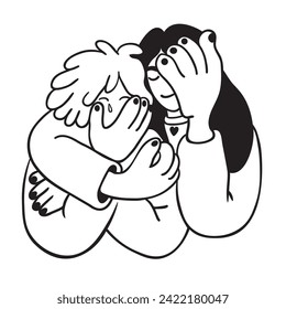 lovers on a date. couple hugging.people in lines doodle style.template for poster invitation sticker logo website design