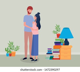 lovers pregnancy couple in the house