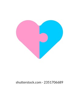 Lovers puzzles. Puzzle heart. Pair of lovers puzzle. concept of second half in love. Find yourself love of your life