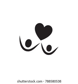 lovers raise their hearts icon. Valentine's Day elements. Premium quality graphic design icon. Simple love icon for websites, web design, mobile app, info graphics on white background