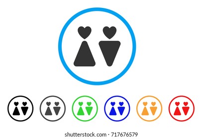 Lovers rounded icon. Style is a flat lovers grey symbol inside light blue circle with black, gray, green, blue, red, orange versions. Vector designed for web and software interfaces.