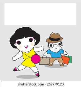 Lover's Shopping Day paper note illustration