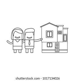 Lovers showing a house, vector illustration design. Love collection.