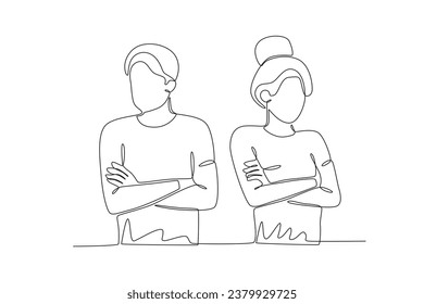 Lovers are silent to each other. Relationship problem one-line drawing