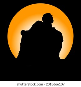 Liebt Silhouette Vektorgrafik. Vollmond-Nacht