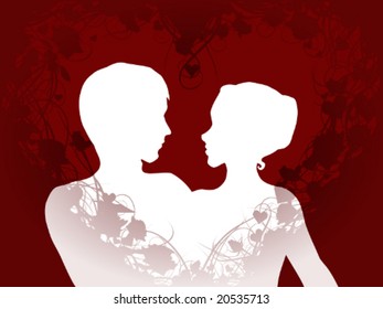 Lovers silhouette (vector); a JPG version is also available.