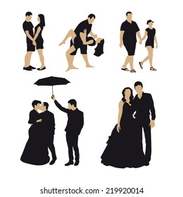 Lovers silhouettes black