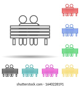 lovers sit on a bench multi color style icon. Simple thin line, outline vector of valentine icons for ui and ux, website or mobile application