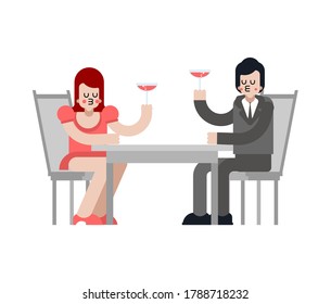 Lovers Sitting in restaurant. Loving couple Boyfriend and Girl. Romantic relationship. Love illustration 7
