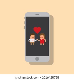 Lovers in a smartphone, vector illustration design. Love collection.