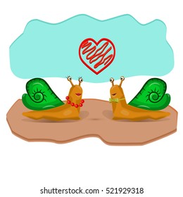 Lovers snail. Heart. Valentine's Day