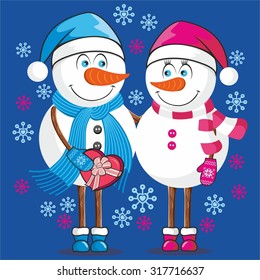Lovers snowmen