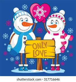 Lovers snowmen