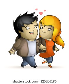Lovers stroll hand