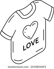 Tema de los amantes Tee Shirt Concept, Regalo para el niño amigo vector isométrico Diseño de iconos, símbolo de aplastamiento de obsesión, emociones y sensaciones Signo, Relación y la ilustración de las acciones del corazón