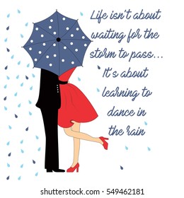 lovers under umbrella with text quote