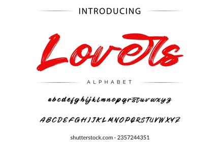Lovers vector brush style font, alphabet, typeface