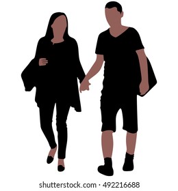 Lovers walking hand in hand 
