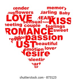Lover`s words shaped in a heart
