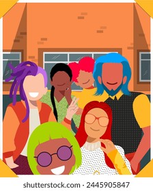 Love's Canvas: Queer Life in Everyday Moments - Queer Friends Capturing Memories with a Group Selfie