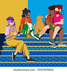 Love's Canvas: Queer Life in Everyday Moments - Relaxed Queer Friends Chatting and Hanging Out