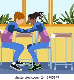 Love's Canvas: Queer Life in Everyday Moments - Young Gay Couple Chatting in Classroom