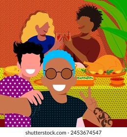 Love's Canvas: Queer Life in Everyday Moments - Family Love: Queer Couple and Parents Smiling for a Selfie