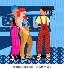 Love's Canvas: Queer Life in Everyday Moments - Lesbian Couple and Friend Having Fun at Arcade