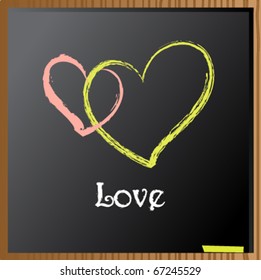 loves are drawn on chalkboard