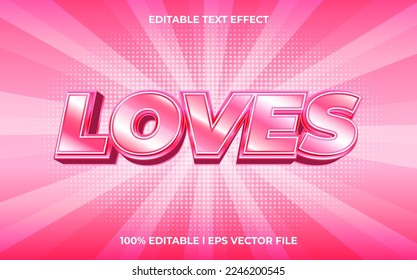 loves editable text effect, lettering typography font style, pink 3d text for valentine