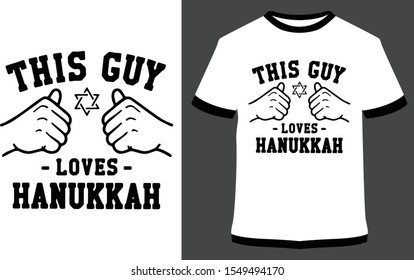 Loves Hanukkah - Typography, T-shirt Graphics, For Sticker Or Printing For The T-shirt