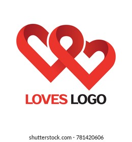 Loves logo Valentines day,Loop from two hearts,Heart symbol logo icon design template