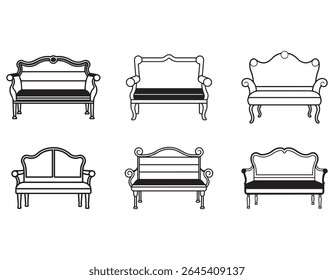 loveseat bench icon line art vector illustration
