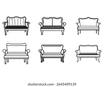 loveseat bench icon line art vector illustration
