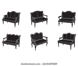 ilustração do vetor da silhueta do ícone do loveseat bench
