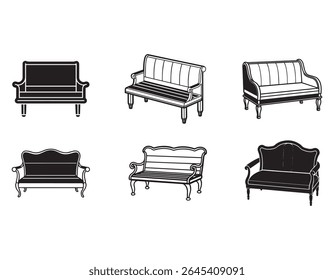 loveseat bench icon silhouette vector illustration

