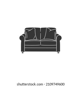 Loveseat Icon Silhouette Illustration. Sofa Furniture Vector Graphic Pictogram Symbol Clip Art. Doodle Sketch Black Sign.