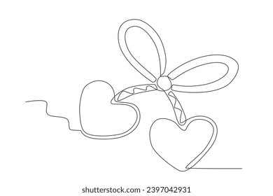 A love-shaped Martisor. Martisor one-line drawing