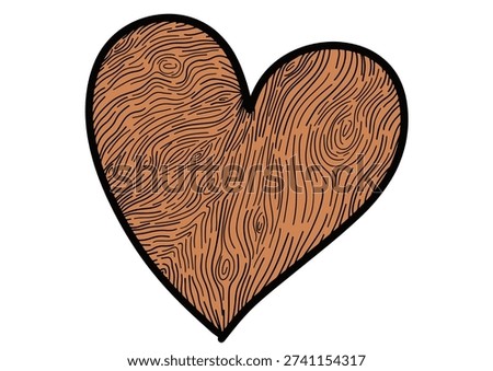 Love-shaped wooden craft with wood pattern texture on the entire surface