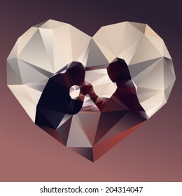 Lovestory gem diamond lowpoly illustration