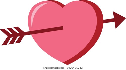 Lovestruck or arrow through heart valentines day vector icon