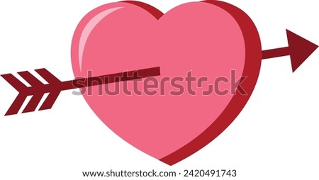 Lovestruck or arrow through heart valentines day vector icon