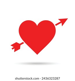 Lovestruck or arrow through heart vector icon for apps and websites