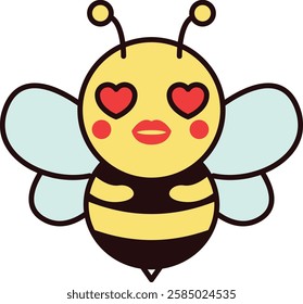 Love-Struck Bee with Heart Eyes Illustration