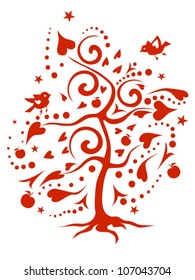 Love-tree made of hearts
