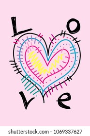 love,t-shirt print poster vector illustration