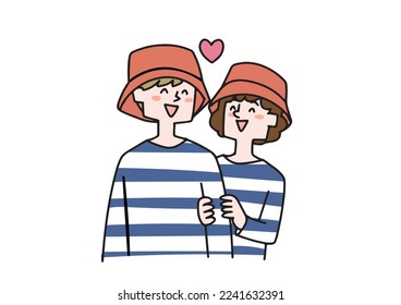  Lovey-dovey couple wearing matching outfits